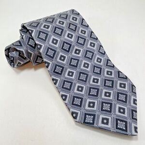 Enrico Venturi Italian 100% Silk Men's Tie Made in Italy Geometric Black Silver